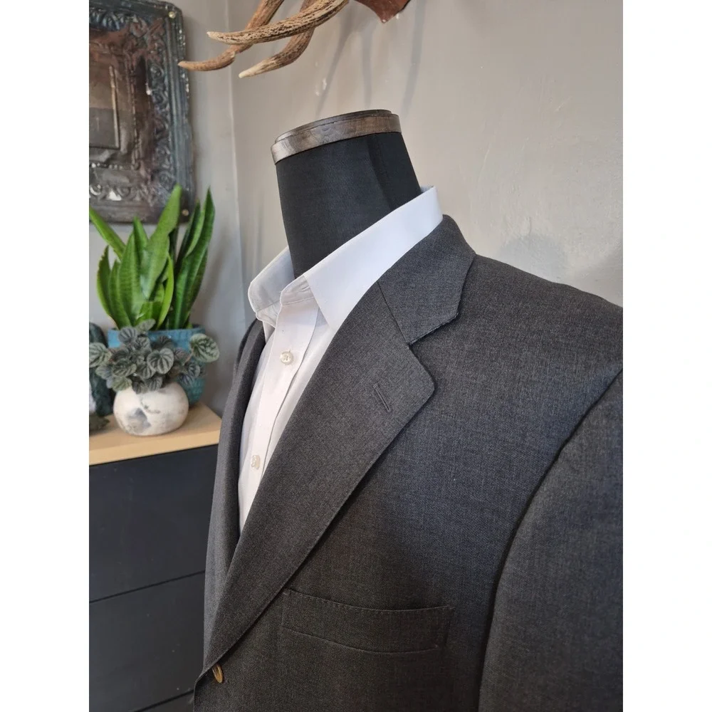 Ermenegildo Zegna Mens Super 100s Wool Sport Coat 46R Gray 3 Button Vintage